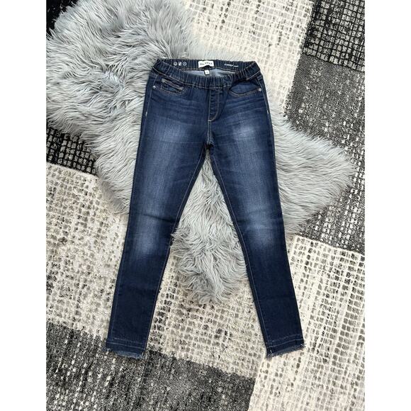 DL1961 CANDY‎ Leggings Fringe Bottom Dark Blue Denim Youth Size 14 - Picture 1 of 4